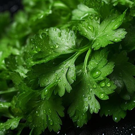 Premium AI Image | illustration of A bundle of fresh parsley with water ...