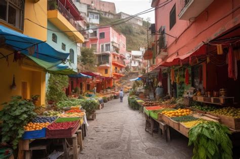 Premium Photo | Street market with offerings of fresh produce and ...