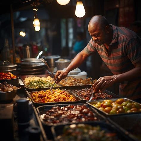 Premium AI Image | Photography of a closeup of a street food vendor ...