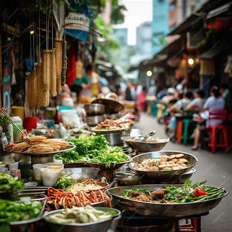 Premium AI Image | Bustling street in Hanoi's vibrant street food scene
