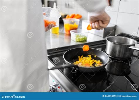 Close Up of Chef Cooking Food at Restaurant Stock Image - Image of male ...