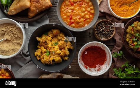 flat lay food wooden background Stock Photo - Alamy