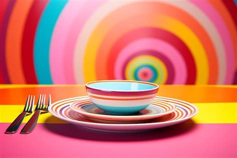 Premium Photo | Colorful Food Plate on Vibrant Background