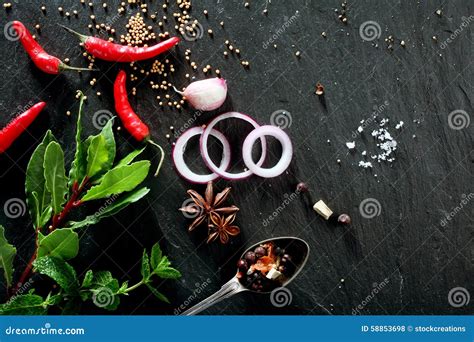 Various Fresh Herbs, Spices and Garnishes Stock Photo - Image of herbs ...