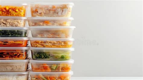 Pre-portioned Clear Plastic Meal Containers Stacked Neatly Stock ...