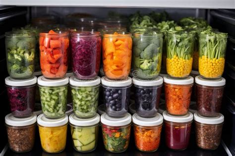 Meal Prep Containers Being Organized in a Fridge. Stock Illustration ...