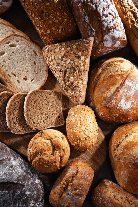 Assorted Bakery Products Including Loafs of Bread and Rolls Stock Image ...