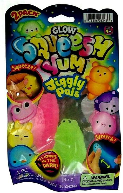 Glow Squeesh Yum Jiggly Pals 2 pack Stretch Animals Ja-Ru Caterpillar ...
