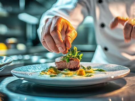 Professional chef presenting a beautifully plated dish | Premium AI ...