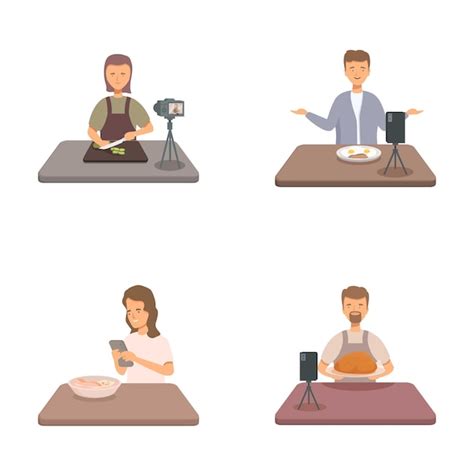 Premium Vector | Food bloggers creating content for social media