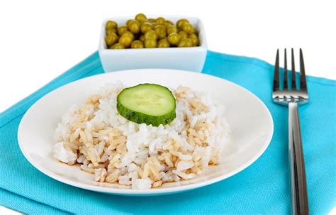 Premium Photo | Healthy food on plate isolated on white