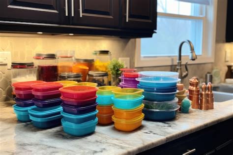 Premium AI Image | Colorful meal prep containers neatly organized on ...