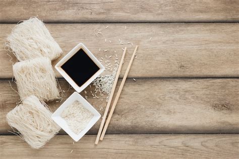 Free Photo | Flat lay asian food composition
