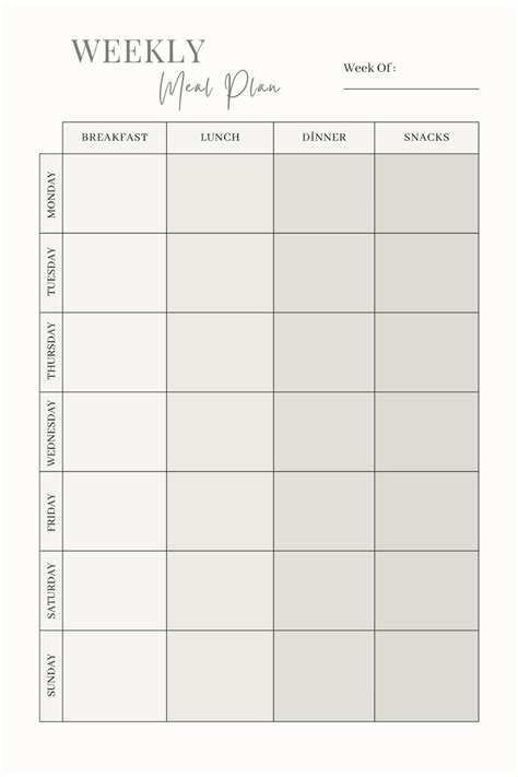 Weekly meal planner printable – Artofit