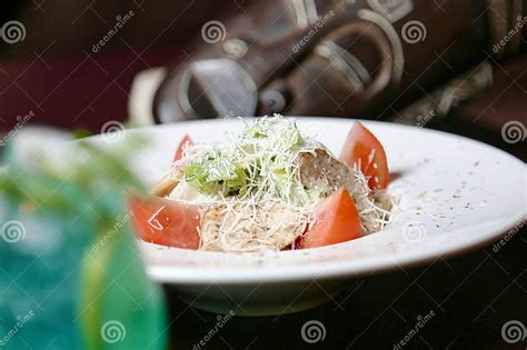 Close-Up of a Deliciously Plated Meal on a Table Stock Photo - Image of ...