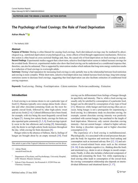 (PDF) The Psychology of Food Cravings: the Role of Food Deprivation