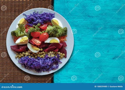 Plate of Healthy Food with Colorful Salad Stock Photo - Image of ...