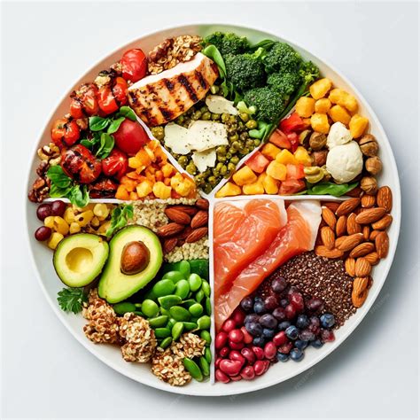 Healthy Balanced Diet Plate Featuring Fresh Organic Vegetables Fruits ...