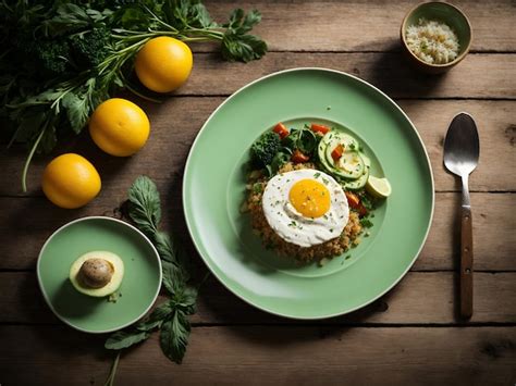 Premium Photo | A plate containing a healthy meal