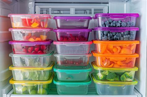 Colorful Meal Prep Containers Stacked Refrigerator Stock Photos - Free ...