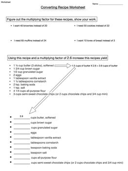 Converting a Recipe - increase by Fork and Knife FCS | TpT