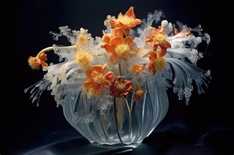Premium AI Image | Ice floral bouquet wilting under suns heat