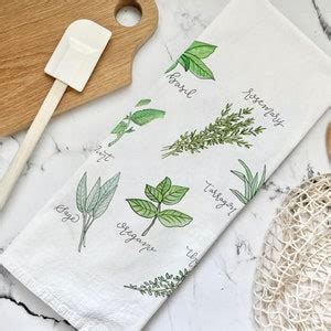 Herbs Tea Towel, Flour Sack Towel, Tea Towel, Dish Towel, Kitchen Towel ...
