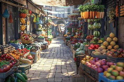 Premium Photo | Vibrant street market filled with local produce oc