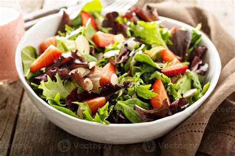 Healthy and colorful salad with spring mix greens 15760522 Stock Photo ...