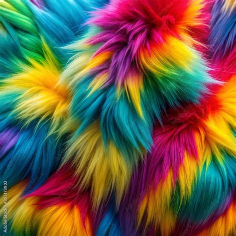 Rainbow Faux Fur Fabric Close Up. Generative AI Stock Illustration ...
