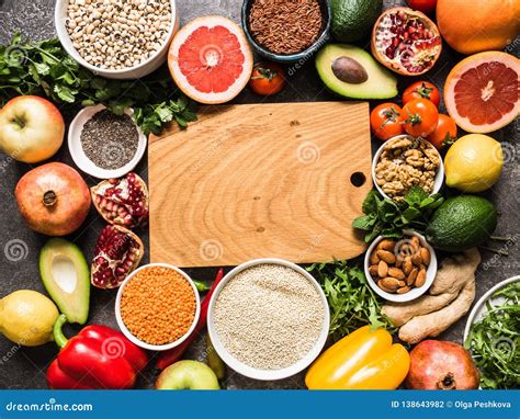 Fresh Raw Ingredients for Healthy Cooking. Vegetables, Fruit, Seeds ...