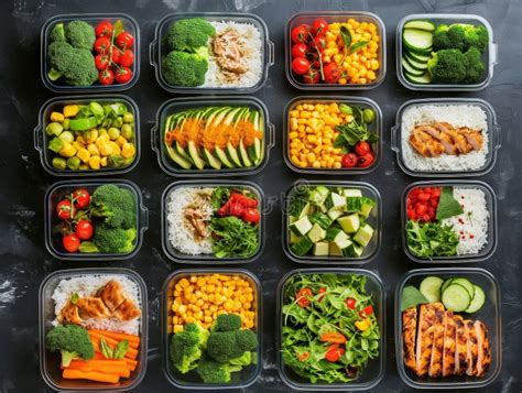 Colorful Meal Prep Containers with Healthy Food Stock Image - Image of ...
