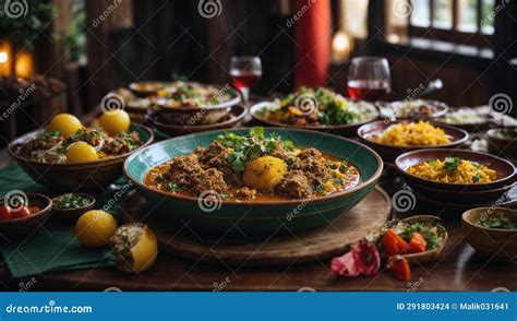 An Image Showcasing the Local Cuisine of a Destination, with a Table ...