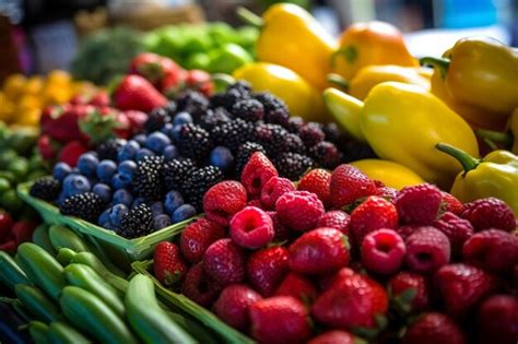 Premium AI Image | Colorful fresh produce at a bustling summer farmers ...