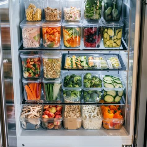 Organized Fridge with Fresh Produce Stock Photo - Image of domestic ...