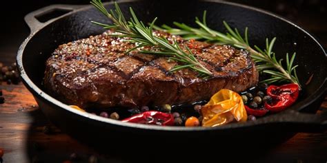 Premium Photo | Mouthwatering Beef steak on cast iron pan skillet