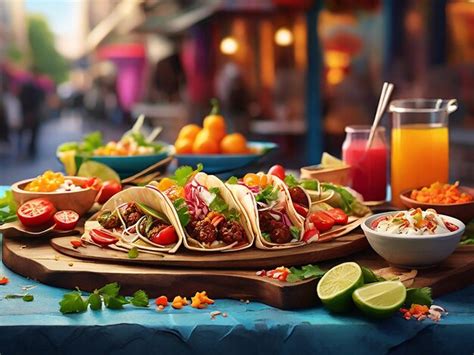 A Vibrant Still Life of Delicious Street Food | Premium AI-generated image