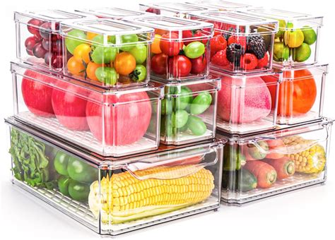 Amazon.com: Clear Fridge Organizer Bins - 10 pcs Refrigerator ...