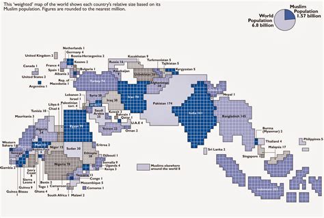 Weighted Muslim populations around the world - Vivid Maps