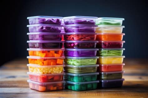 Premium AI Image | Colorful meal prep containers stacked neatly
