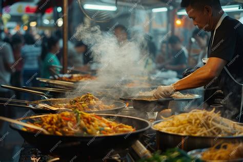 Premium Photo | Dynamic street food vendors cooking up delicacies
