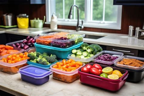 Premium AI Image | Colorful meal prep containers neatly organized on ...