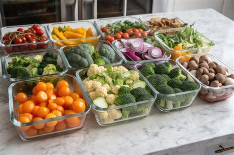 Meal Prep with a Variety of Vegetables and Herbs, Ready for Cooking and ...