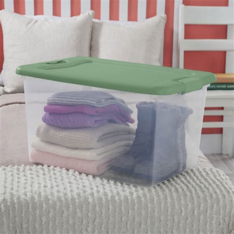 Sterilite 64 Qt Latching Plastic Storage Container Tote, Crisp Green ...
