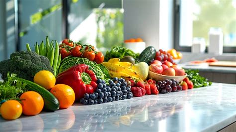 Fresh Produce Display on Kitchen Counter Stock Illustration ...