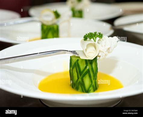 Vegetable Gourmet food dish with sauce Stock Photo - Alamy