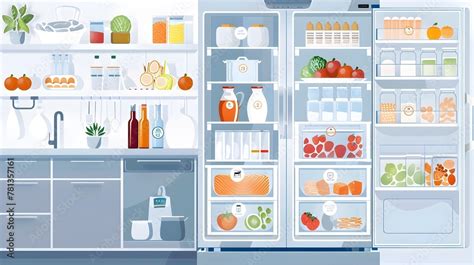 Neatly Organized Refrigerator with Labeled Food Safety Zones for ...
