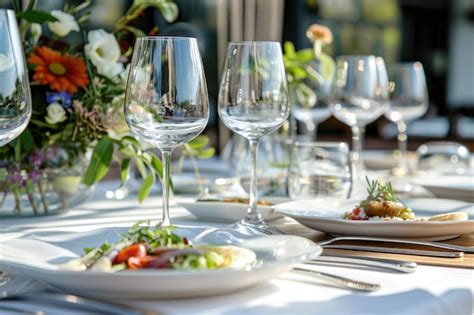 Premium Photo | A delicious gourmet meal served on a beautifully set table