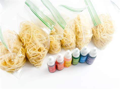 Rainbow Spaghetti Sensory Activity - Gagen girls