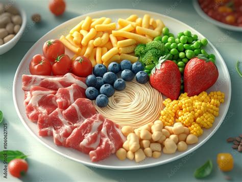 Colorful Plate of Healthy Foods Fiber-Rich Choices for Digestive ...